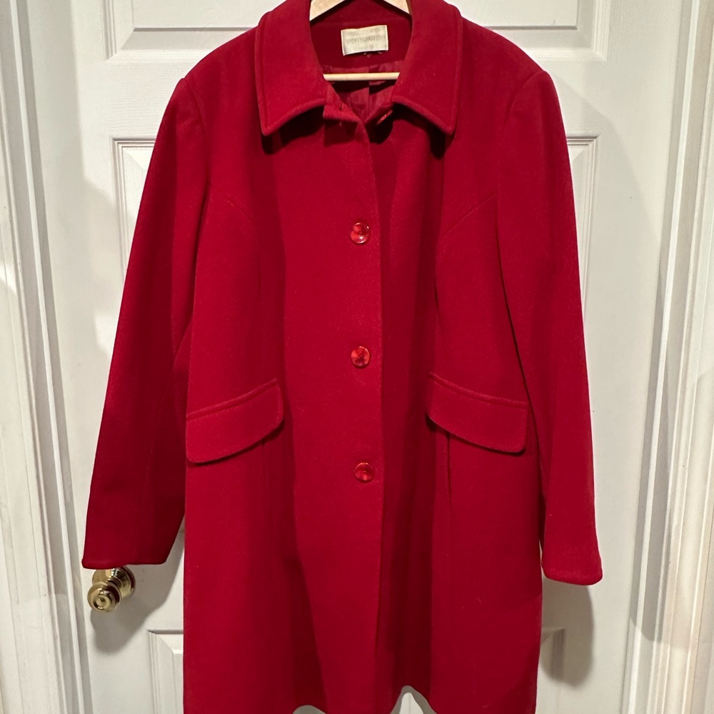 Worthington Red Pea Coat Classic Wool Blend